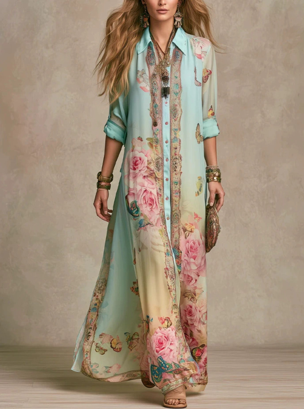 ZARA Summer Printed Fresh Retro Flowy Maxi Dress
